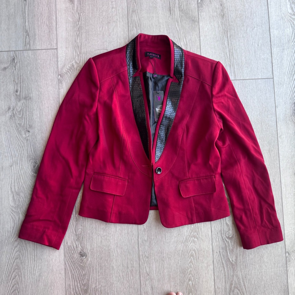 Vintage 2006 Playboy Red Blazer Snakeskin Collar Y2K Deadstock NWT Medium